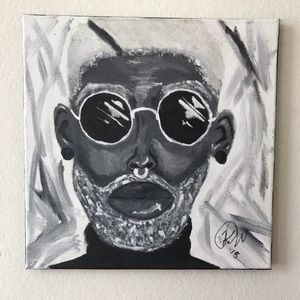 Black and white Afrocentric original acrylic art